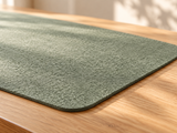 DESKFLOW Calm Desk Essentials concept: Felt texture and edge detail. AI concept visual; styling props not included.