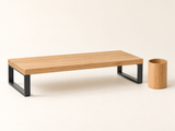 DESKFLOW Oak Desk Essentials concept: Complete two-product pairing. AI concept visual; styling props not included.